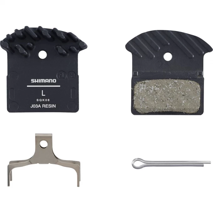 Тормозные колодки, для дисковых тормозов SHIMANO J03A, пластиковые, с радиатором, пара с пружинами, с шплинтом Y8Z298010 Тормозные колодки, для дисковых тормозов SHIMANO J03A, пластиковые, с радиатором, пара с пружинами, с шплинтом Y8Z298010